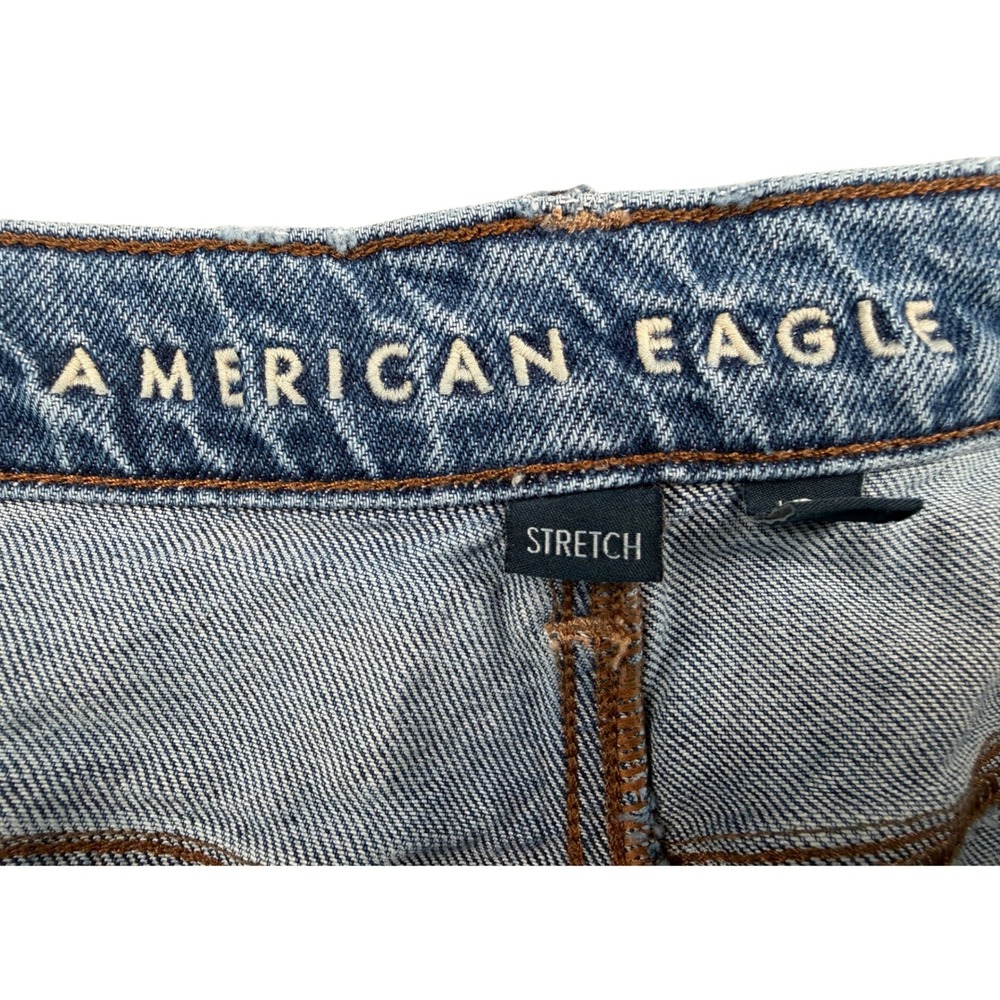 American Eagle Stretch Mom Jeans Womens 20 Regular Blue Distressed High Rise - Picture 3 of 4